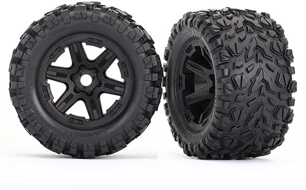 Tires & wheels, assembled, glued (black wheels, Talon EXT tires, foam inserts) (2) (17mm splined) (TSM rated)